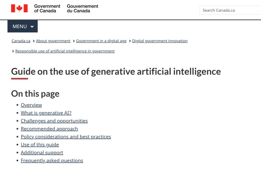 Hướng dẫn sử dụng AI tạo sinh cho các cơ quan chính phủ Canada (P1)